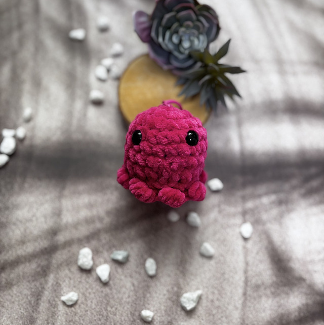 Porte-clés poulpe tout doux rose fushia