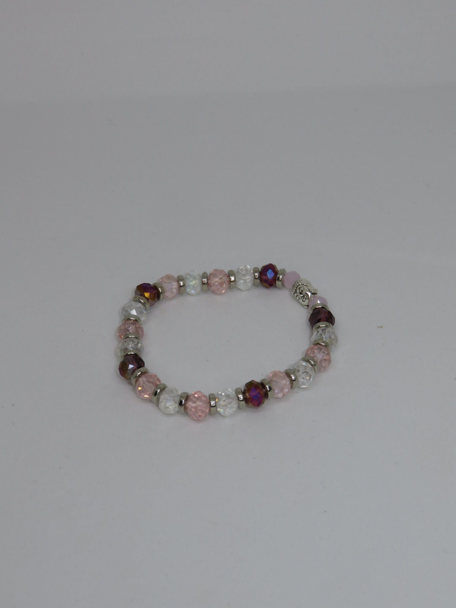 Bracelet Bouddha rose et blanc