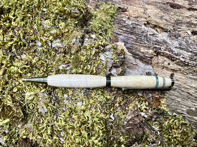 Stylo art deco gris Erable pierre d&#039;opale 