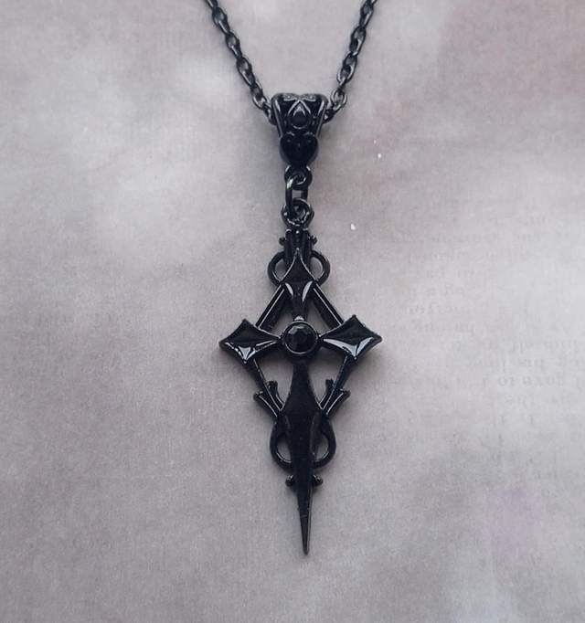 Black Vampire Cross Necklace 