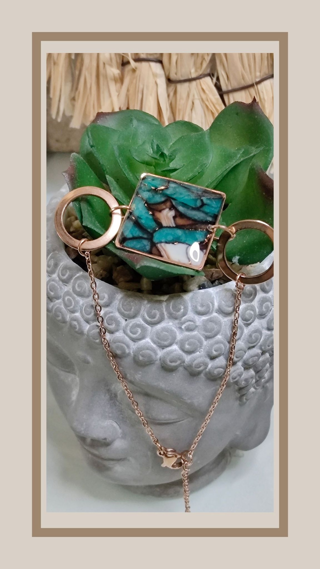 Bracelet faux turquoise cuivré carré 