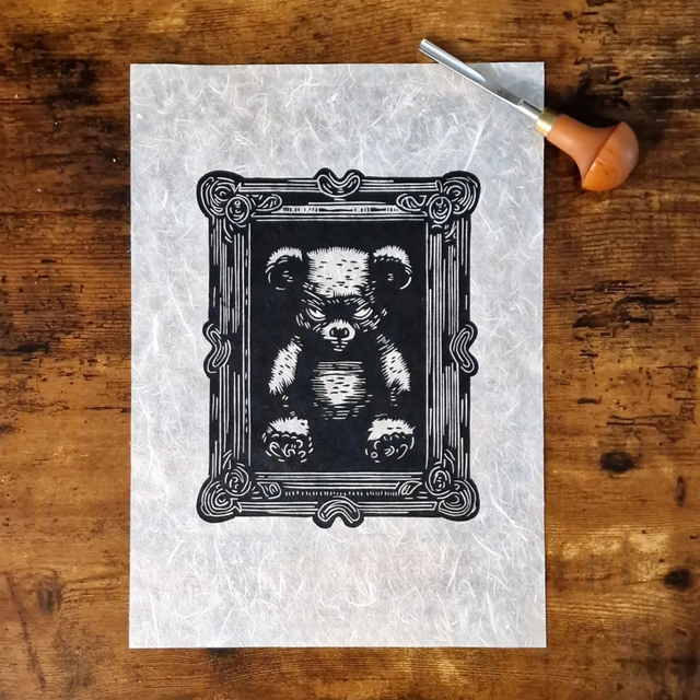 Linogravure - L&#039;Ours Teddy