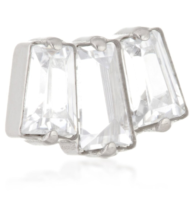 Titanium Triple Baguette Cluster Threadless Labret