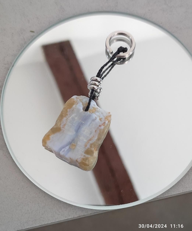 Porte Clés Calcédoine Bleue