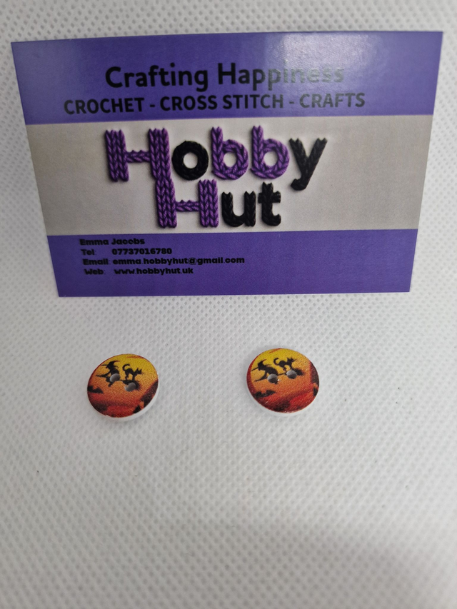 Halloween Witch and Cat on a Broom Buttons 