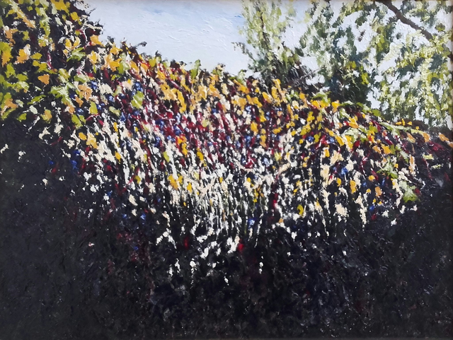 Mur jesienny, 33x46 olej płótno 2020