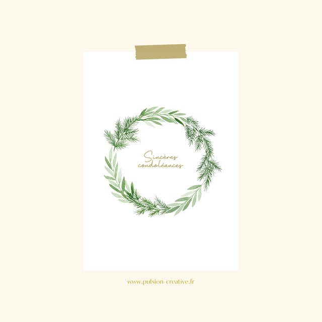 Carte postale aquarelle - Sincères condoléances
