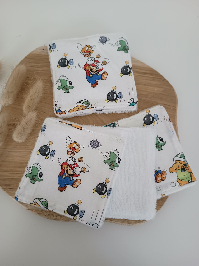 Lot de 5 coton lavables "Mario"
