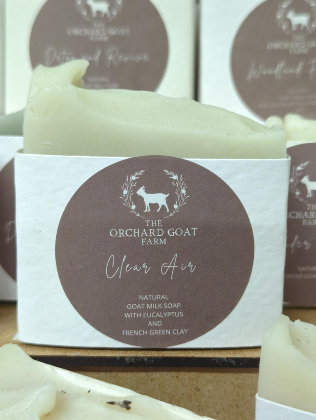 Orchard Goat Farm natural goat milk soap with eucalyptus and french green clay
