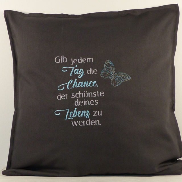 Kissenhülle anthrazit „Schönster Tag“ 
