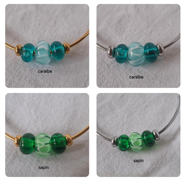 Lot de 3 perles pour bracelet jonc personnalisable