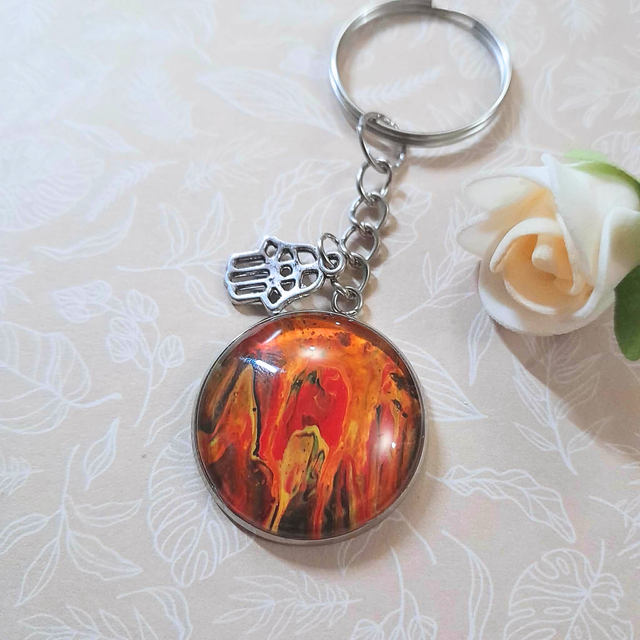 RUBEN - Porte-clés métal argenté - Khamsa