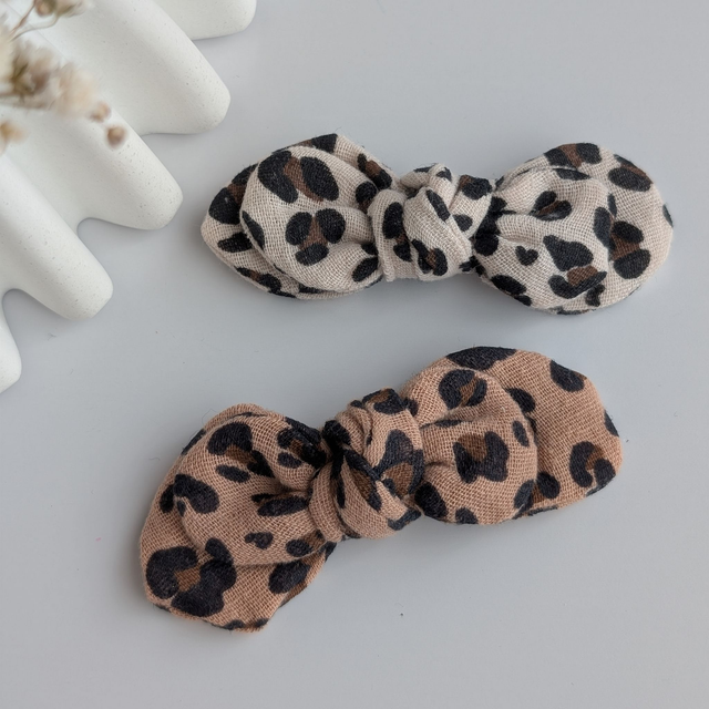 Barrette Noeud Romane pince crocodile léopard