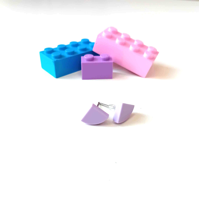 Puces &quot;Les P&#039;tits Lego&quot; - Lilas pastel - Pièces Artisanales