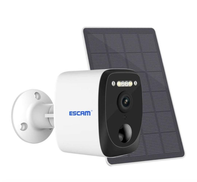 Cámara de seguridad IP Escam QF370 3MP Visión Nocturna a Color WiFi Panel Solar Blanco