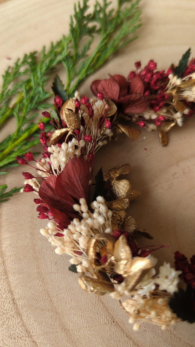 Couronne de Noël - Gold X Burgundy