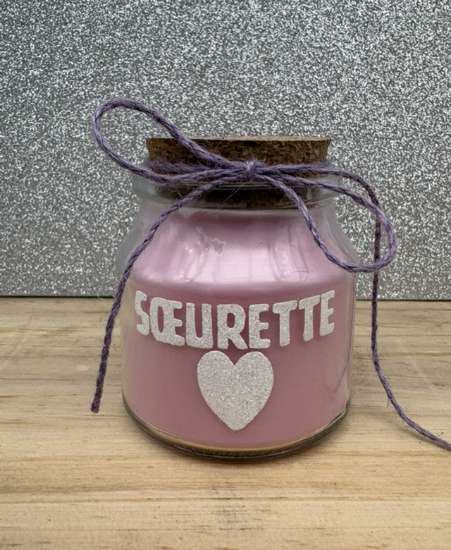 Bougie bocal rose SŒURETTE phospho