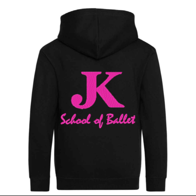 Personalised Black Kids Ballet Zip-Up School Hoodie 