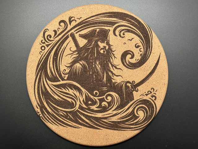 Sous-plat en liège gravé JS