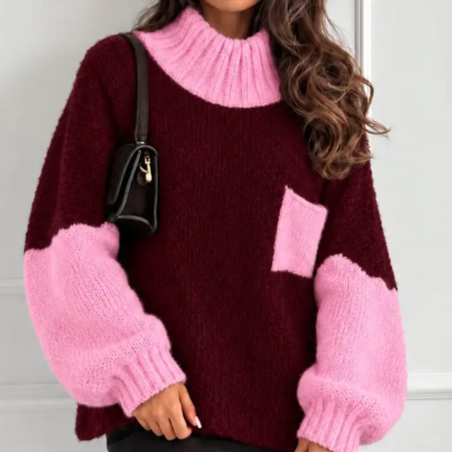 Wollpullover mit Stehkragen &amp; Brusttasche