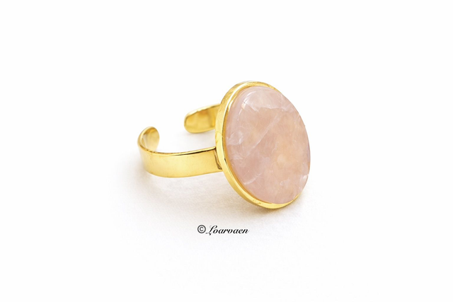 Bague « Galon » en Quartz Rose 