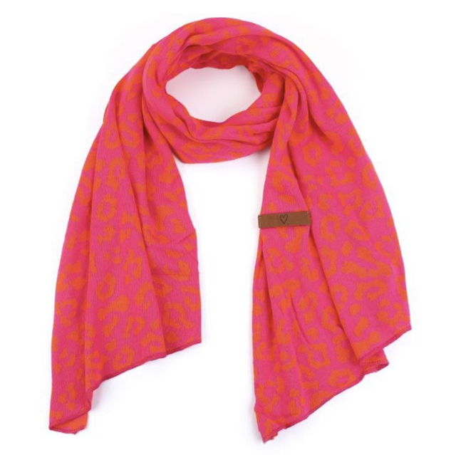 Sjaal roze/oranje panter