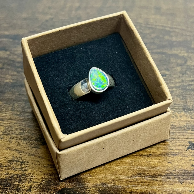 Bague en argent et Opale Australienne - Taille 57