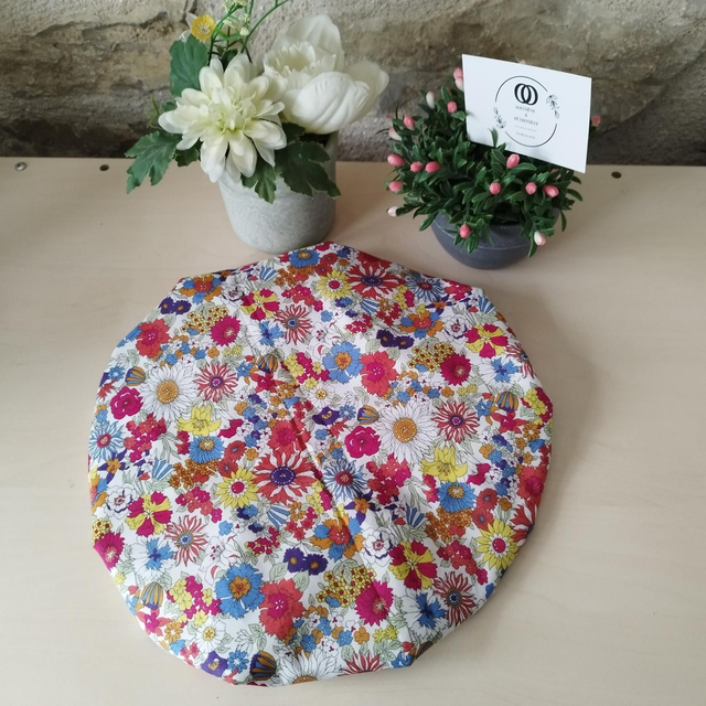 Bonnet de soins capillaires et douche réversible - tissu au choix