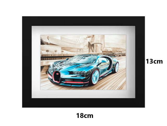 Small Framed Postcard Bugatti Chiron