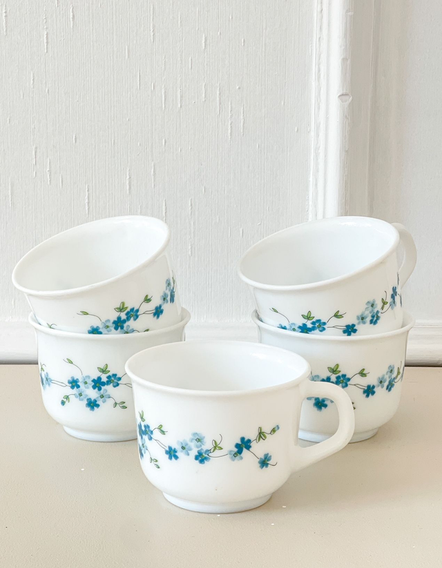 Ensemble de 5 Tasses à café myosotis Arcopal