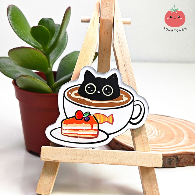 Fridge magnet: Coffee cake cat