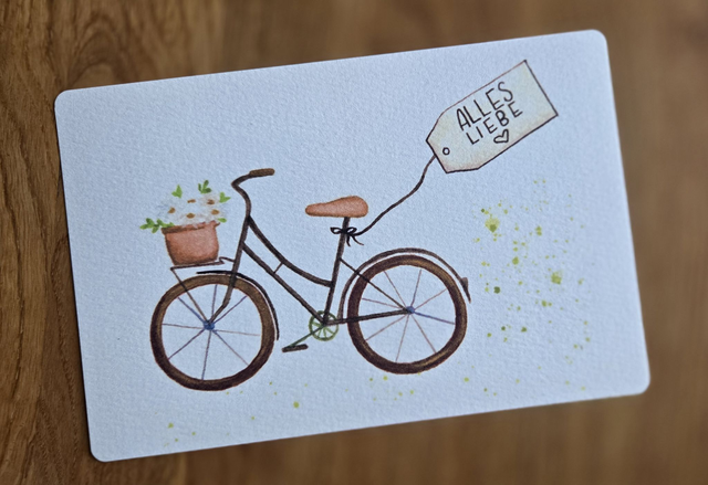 Postkarte „Alles Liebe“ | Kunstdruck DIN A6 auf 300g Aquarellpapier | Handgemalte Grußkarte & liebevolle Deko | Hochwertig, handmade