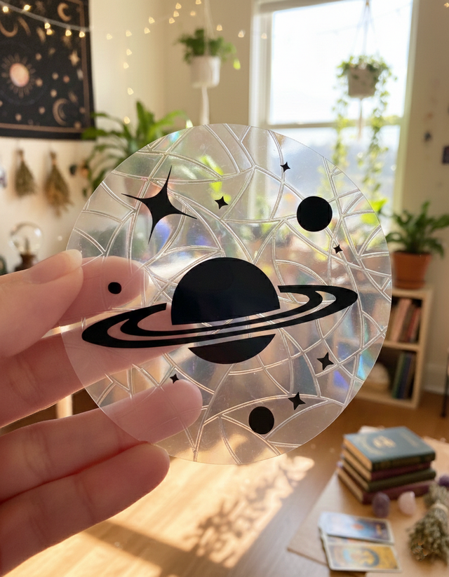 Attrape soleil sticker de fenêtre planète et étoiles 
