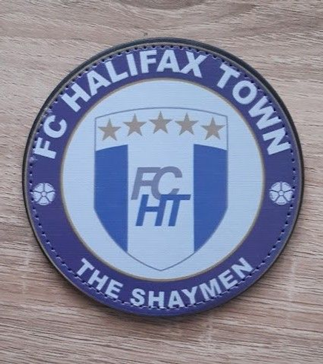 2025/2026 FC Halifax Town 10cm Round Faux Leather Coaster - Black