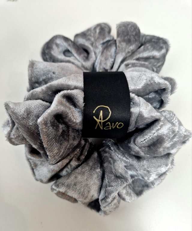 VELVET Silver Scrunchies Set 