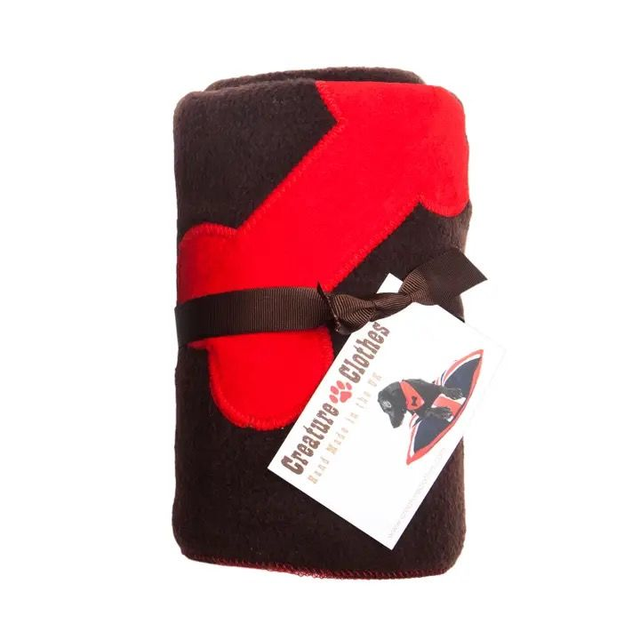 Super Soft Fleece Blanket - Bone - Red on Choc
