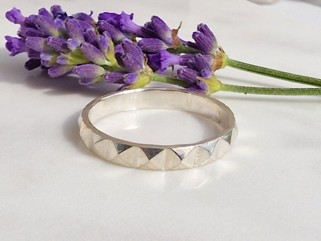 Pyramid Geometric Ring - 925 recycled Silver polished band - approximate 3x2mm ring band - can be combined with other stacking rings (1)