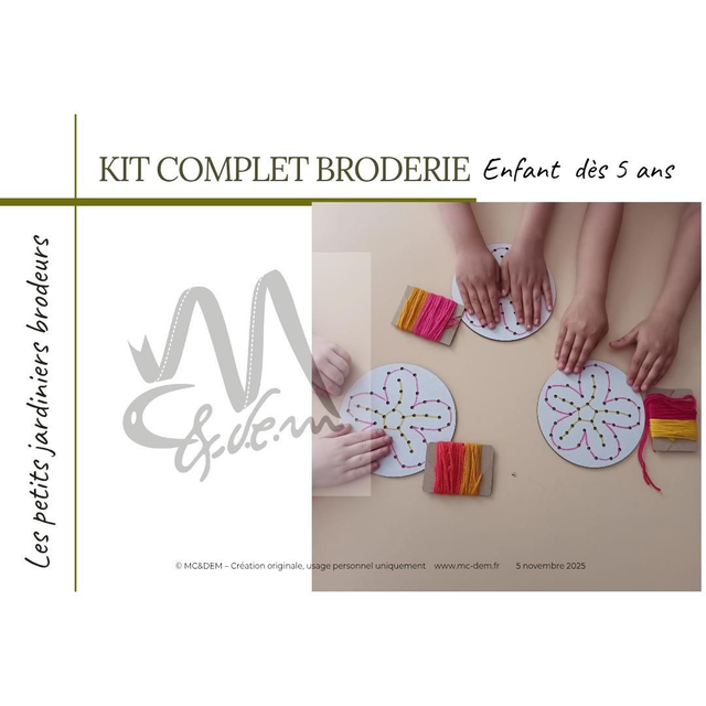 Kit complet broderie - Les Petits jardiniers Brodeurs