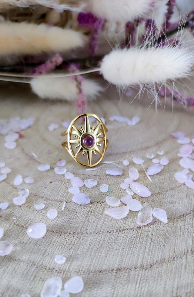 Bague Étoile Améthyste acier
