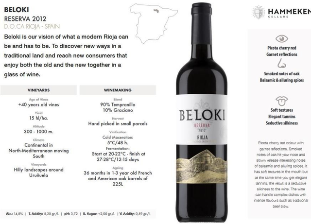 Beloki Reserva - Tempranillo/Graciano - Rioja Spain