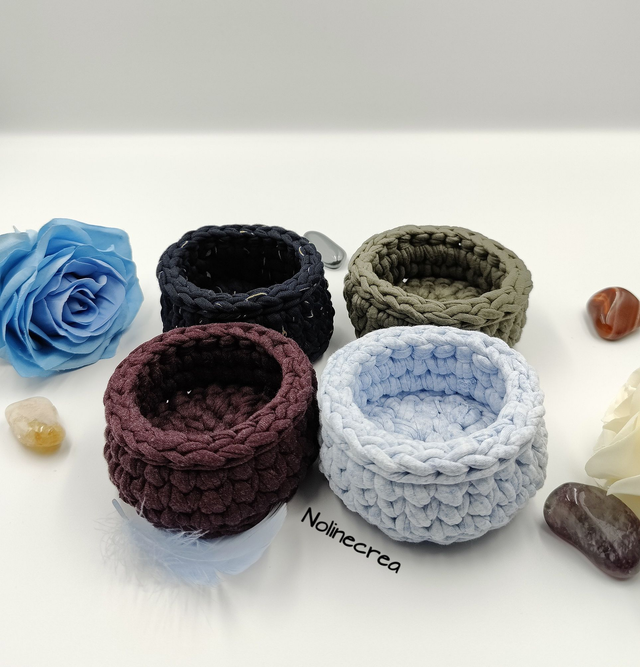 Petits pot vide poche au crochet, mini pots de rangement