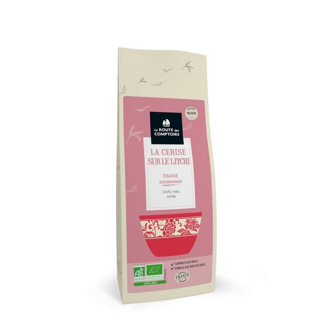 LA CERISE SUR LE LITCHI Litchi, rose, cerise, Tisane Gourmande / La Route des Comptoirs