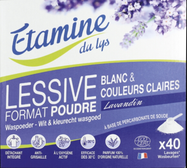 Lessive en Poudre - Blanc et Couleurs Claires - Lavandin Bio - 8,50€/kg