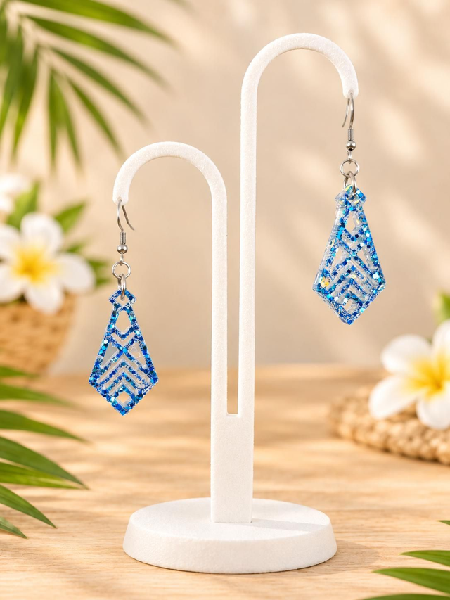 Boucles d’oreilles Géométriques Bleues