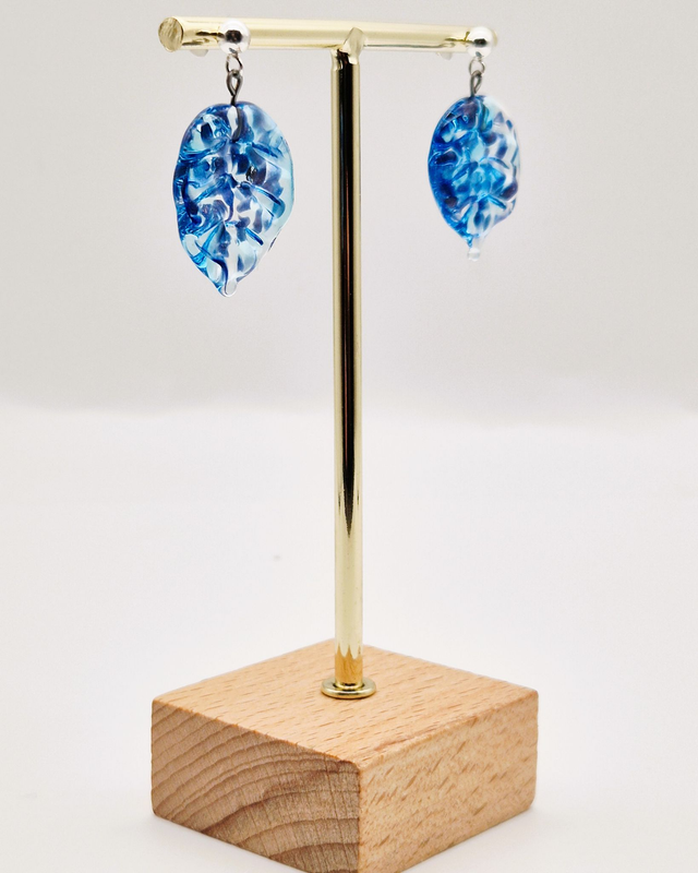 Clous Feuilles bleues et aventurine bleu brillante (C)