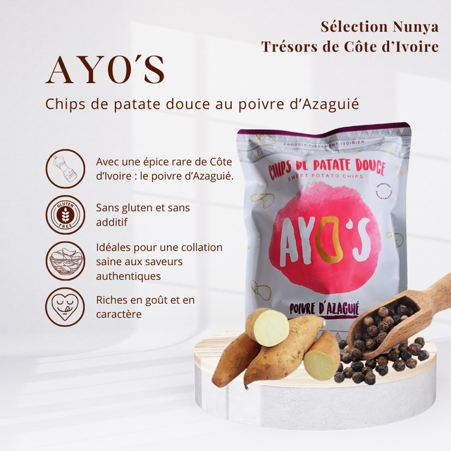Ayos chips de patate douce au poivre d'Azaguié