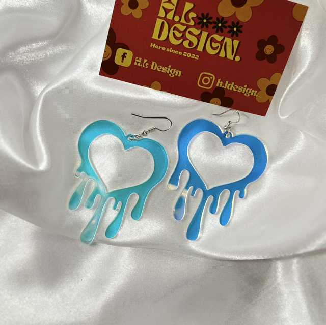 Iridescent Melting Heart Earrings 