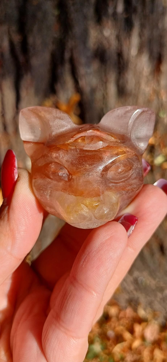 Fire Quartz Third Eye Cat head #1