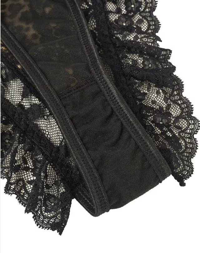 Vintage sexy kanten luipaardpatroon bodysuit Nieuw. 