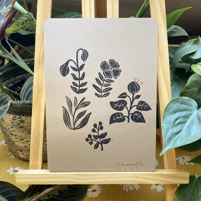 Linogravure A5 Fleurs